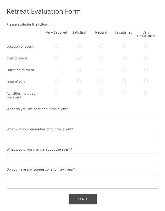 Post-retreat survey form
